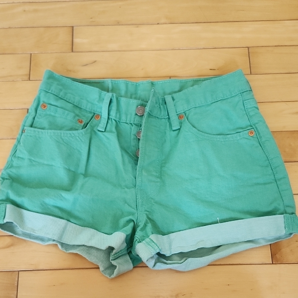 Levi's High Waist Green Women's Shorts